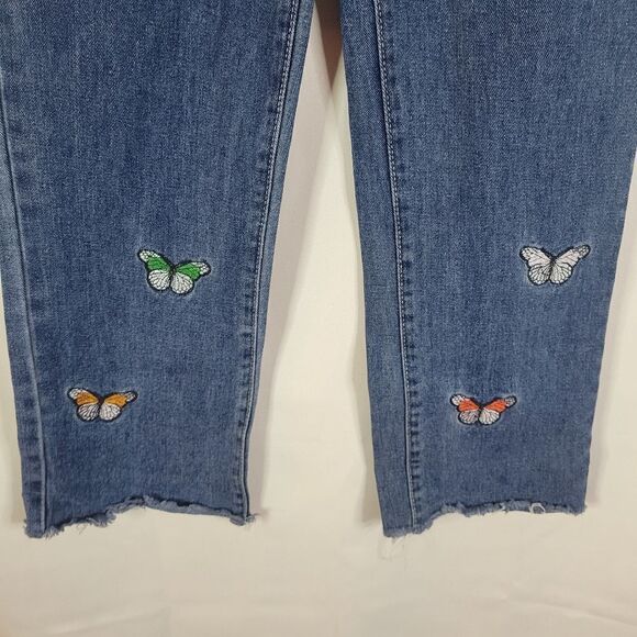 🦋11-12Y Butterfly Embroidered Blue Jeans - Picture 3 of 12
